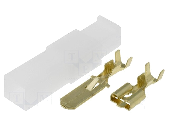 Connector: vlak; vrouwelijk/mannelijk; klemmen; voor draad Connector: vlak; vrouwelijk/mannelijk; klemmen; voor draad